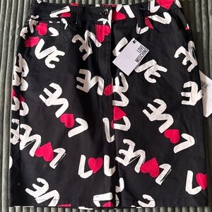 Love Moschino Black Skirt with Red and White Accents